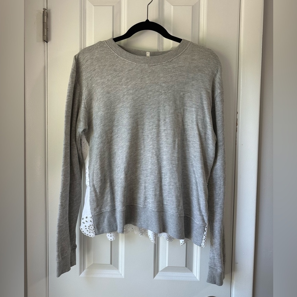 Joie Mixed Media Sweatshirt - Grey/White - Size Small - Picture 2 of 6